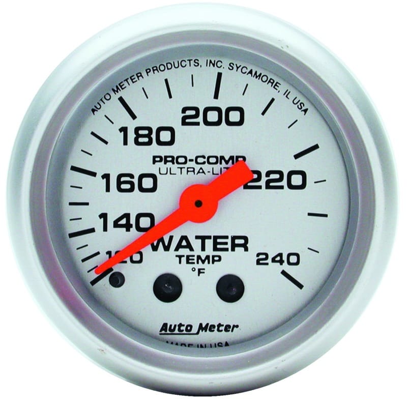 AutoMeter — Autometer Ultra-Lite 52mm 120-240 Deg F Mechanical Water Temp Gauge
2" WATER TEMP, 120-2