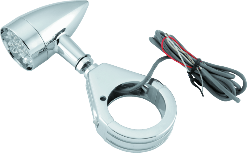 Bikers Choice — Bikers Choice Chrome Mini LED Turn Signals W/ 41 MM Clamp Universal Custom Pr