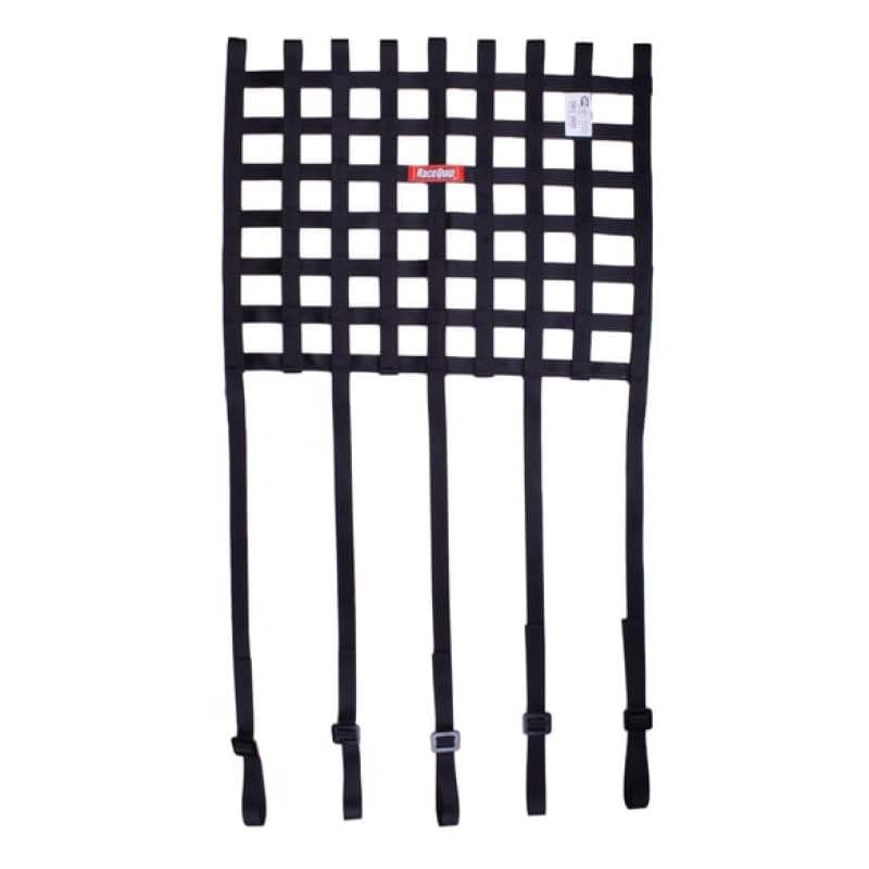 Racequip — RaceQuip Ribbon Style Race Car Window Net w/1In Mounting Straps / SFI 27.1 Certified Blk 18 H X 24 W