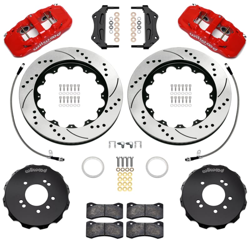 Wilwood — Wilwood 95-98 Nissan Skyline Aerolite 6R Front BBK w/ 14.00in D/S Rotors & Flexlines - Red