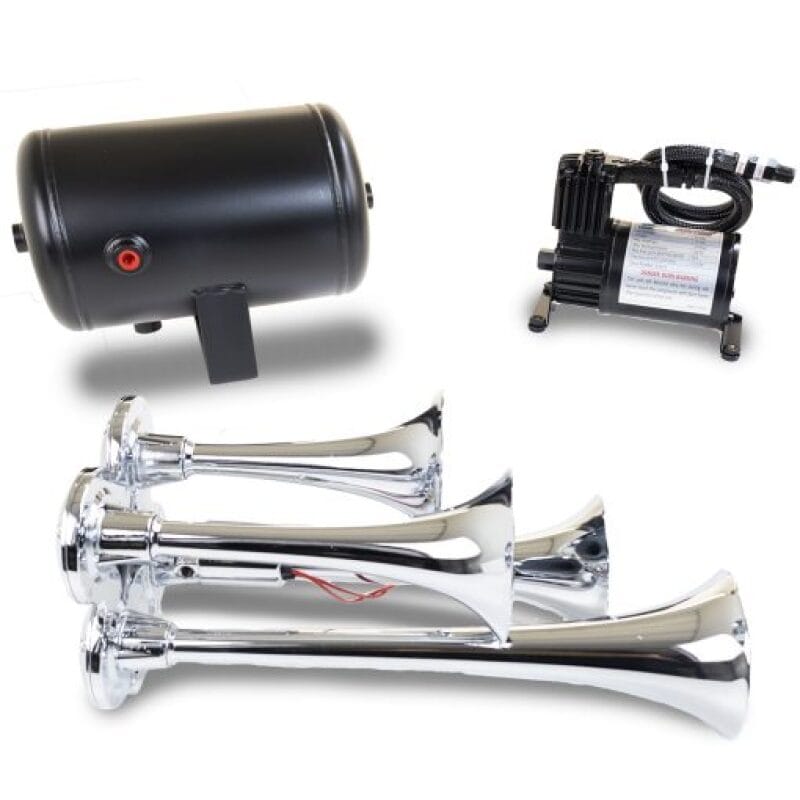 Kleinn Air Horns — Kleinn Chrome Quad Horn Kit w/ 130 PSI Air Compressor / 1.0 gal Air Tank
HK4 Quad Horn Kit