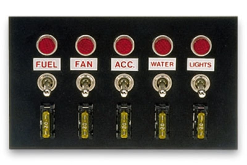 Moroso — Moroso Toggle Switch Panel - Accessory - 4in x 6.75in - Five On/Off Switches