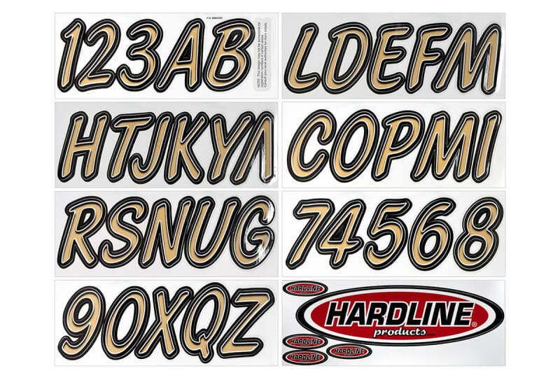 Hardline — Hardline Boat Lettering Registration Kit 3 in. - 400 Brown/Black