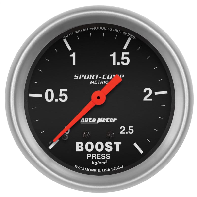 AutoMeter — Autometer Sport-Comp 66.7mm METRIC 0-4kg/Cm2 Mechanical Boost Gauge
2-5/8" BOOST PRESS,