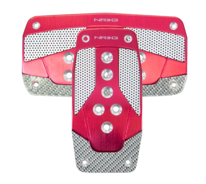NRG — NRG Aluminum Sport Pedal A/T - Red w/Silver Carbon