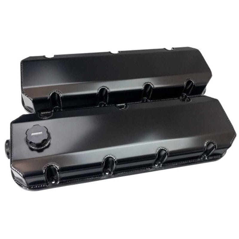 Moroso — Moroso BBC 3in Tall Aluminum Valve Covers - Black (w/12AN Breather/Oil Fill)