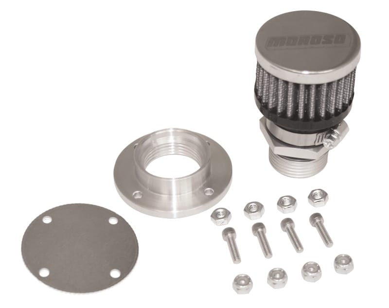 Moroso — Moroso Non-Weld Valve Cover Breather Kit - Chrome Finish