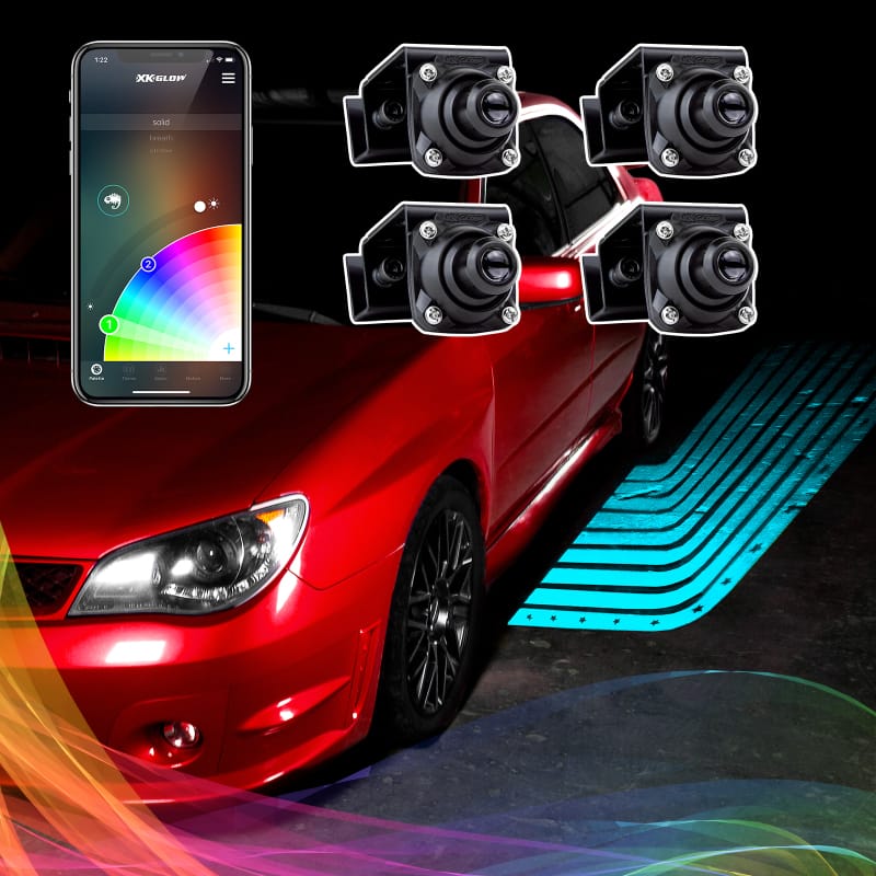 XKGLOW — XK Glow Curb FX Bluetooth XKchrome App Waterproof LED Projector Welcome Light Angel Wing Style 4pc