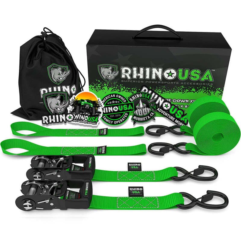 Rhino USA — Rhino USA Heavy Duty Ratchet Tie-Downs 2-Pack (Green) 1.6In X 8Ft
Tie Down