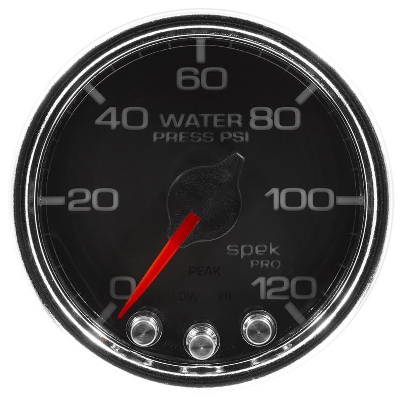 AutoMeter — GAUGE, WATER PRESS, 2 1/16", 120PSI, STEPPER MOTOR W/PEAK & WARN, BLK/CHRM, SPEK