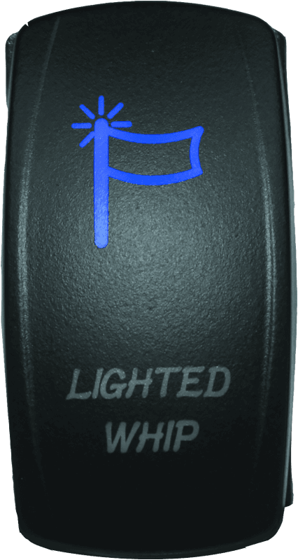 DragonFire Racing — Dual LED Switch, Laser-Etched, Lighted Whip On/Off, Blue
