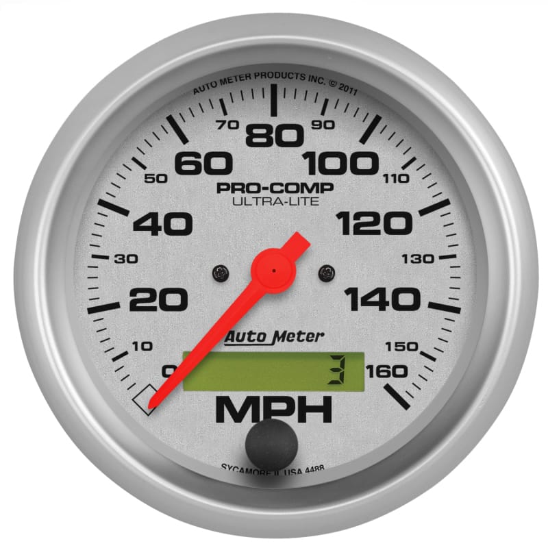 AutoMeter — Autometer Ultra-Lite 87.5mm Electronic Programmable 160 MPH Speedometer
3-3/8" SPEEDO, 160 M