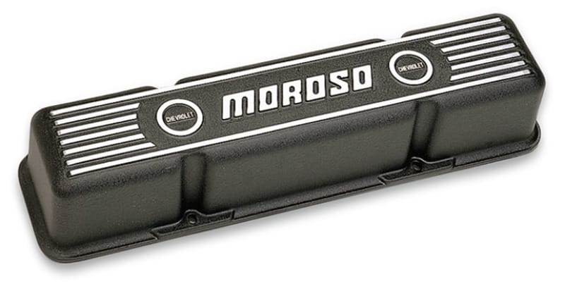 Moroso — Moroso Chevrolet Small Block Valve Cover - 3.5in - Black Finished Aluminum - Pair