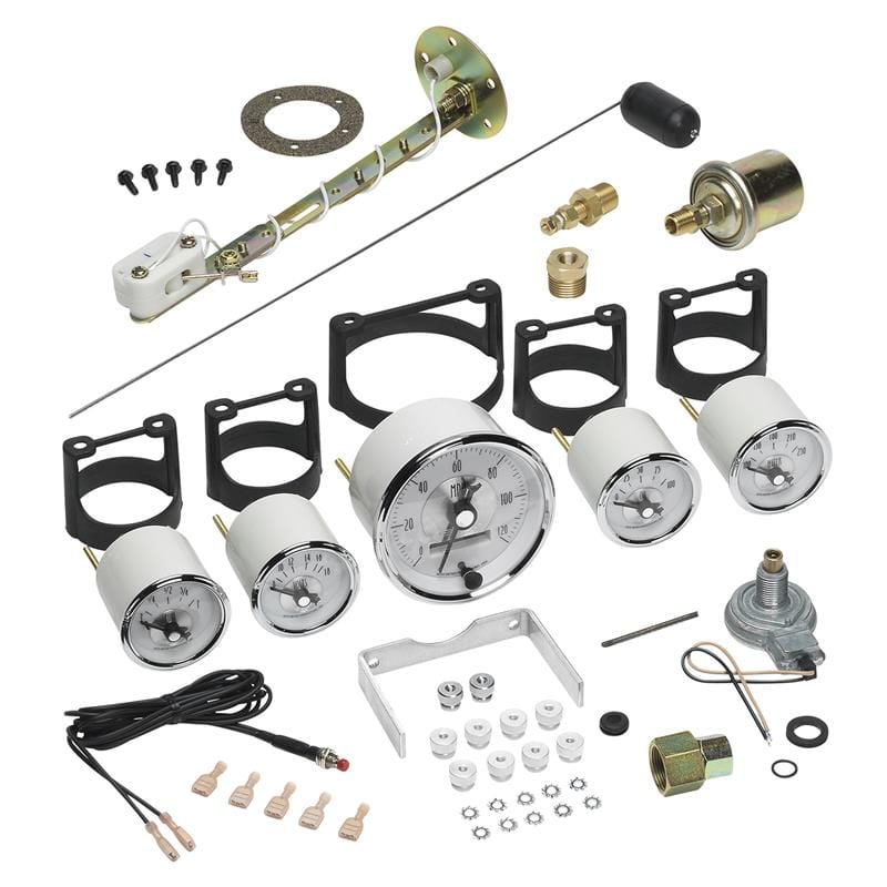 AutoMeter — GAUGE KIT, 5 PC., 3 3/8" & 2 1/16", ELEC. SPEEDO W/ LCD ODO, PRESTIGE PEARL