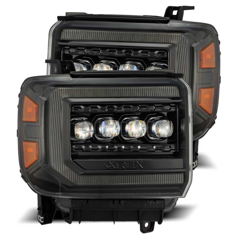 AlphaRex — AlphaRex 14-18 GMC Sierra NOVA LED Proj Headlights Plnk Style Alpha Blk w/Activ Light/Seq Signal/DRL
Projector Headlights