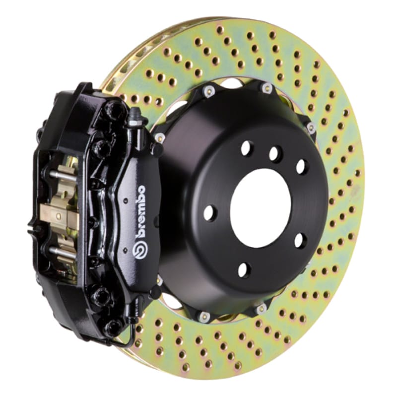 Brembo — Brembo 89-98 Skyline GTR/99-01 Skyline GTR Rr GT BBK 4 Pist Cast 2pc 345x28 2pc Rotor Drilled-Black