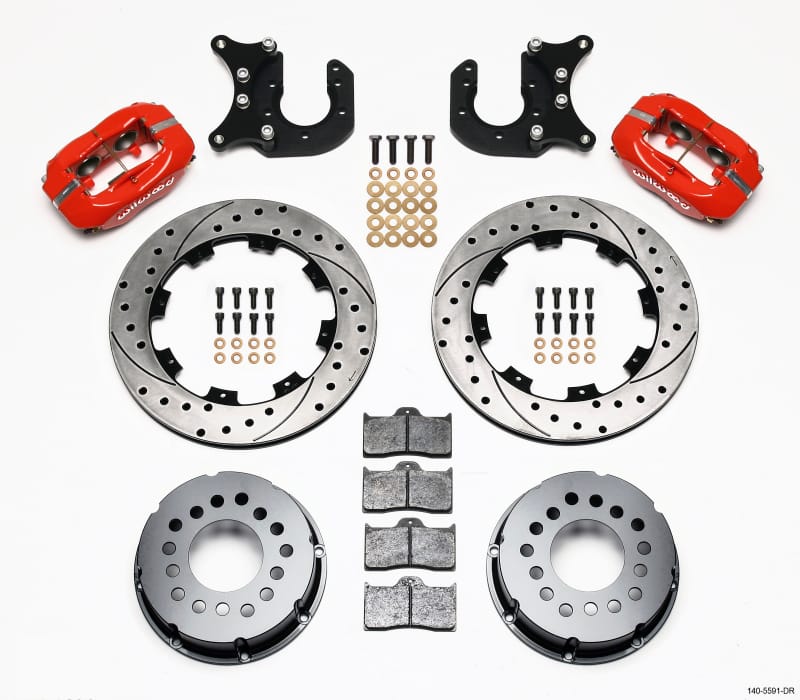 Wilwood — Wilwood Forged Dynalite P/S Rear Kit Drilled Red Mopar/Dana 2.36in Off w/Snap Ring Bearing
BRAKE KIT