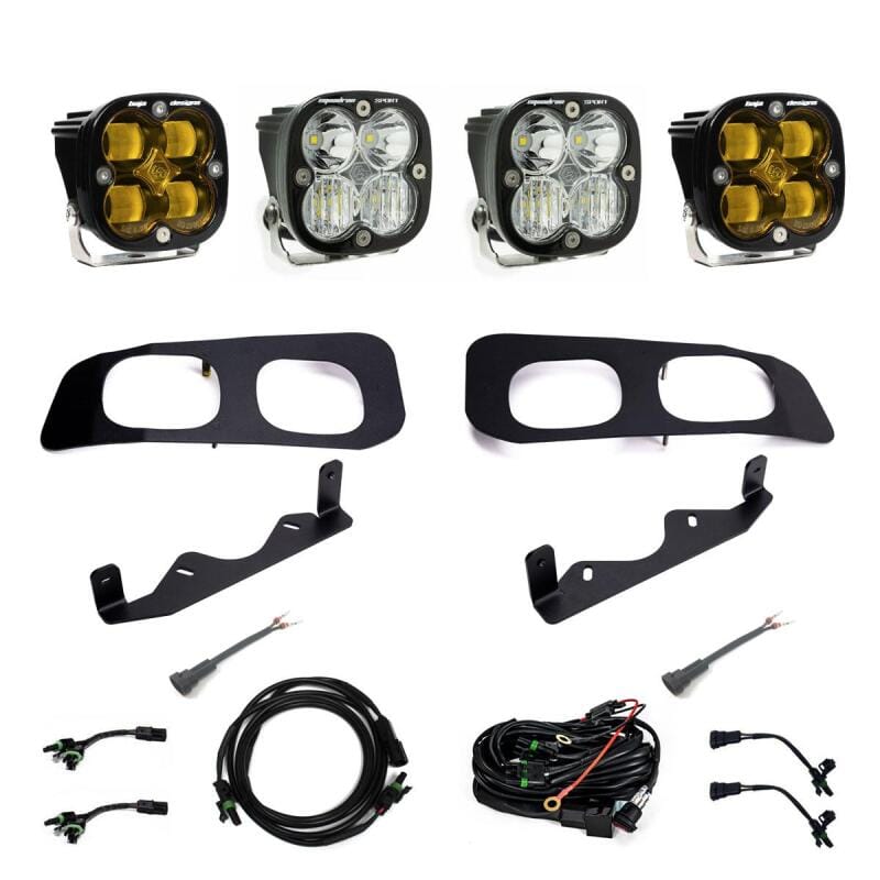 Baja Designs — Baja Designs 2023+ Ford F250/F350 Super Duty Squadron SAE/Sport Fog Pocket Kit - Amber Toggle