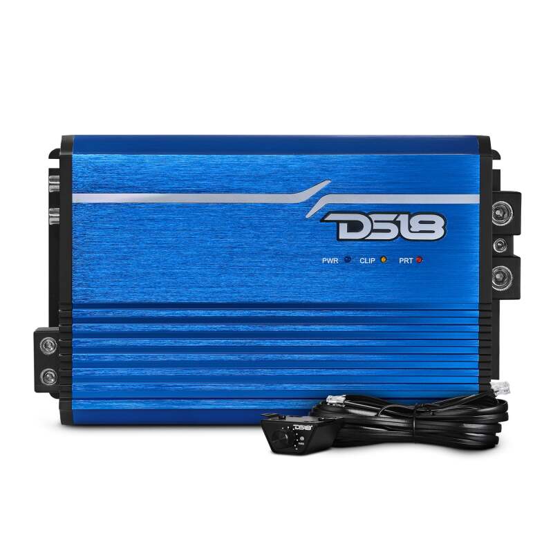 DS18 — DS18 1-Channel Amp Class D Full-Range Monoblock 2500 Watts RMS/1ohm Blue