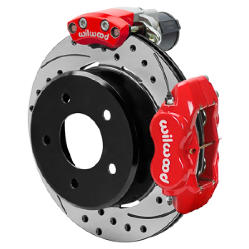 Wilwood — Wilwood 88-98 GM C1500 Rear Electronic Parking Brake Kit Red 12.19in SRP Rotor 3.25in Offset