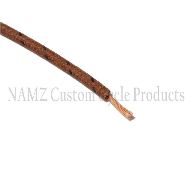 NAMZ — NAMZ OEM Color Cloth-Braided Wire 25ft. Pack 16g - Brown w/Black Tracer