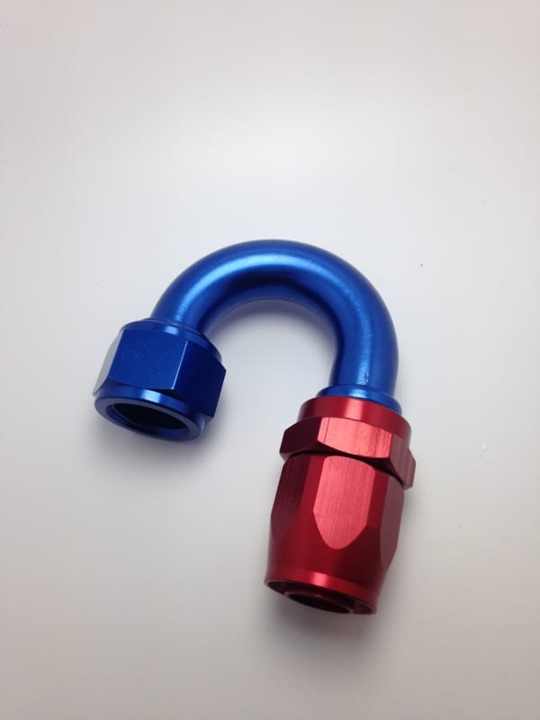 Fragola — Fragola -10AN Nut x -12AN Hose Reducing Hose End - Blue/Red 180 Degree