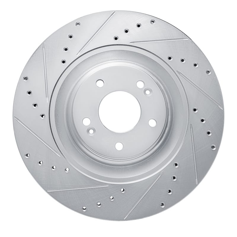 R1 Concepts — R1 2022-2025 Hyundai Elantra N Front Left Drilled & Slotted Silver Brake Rotor