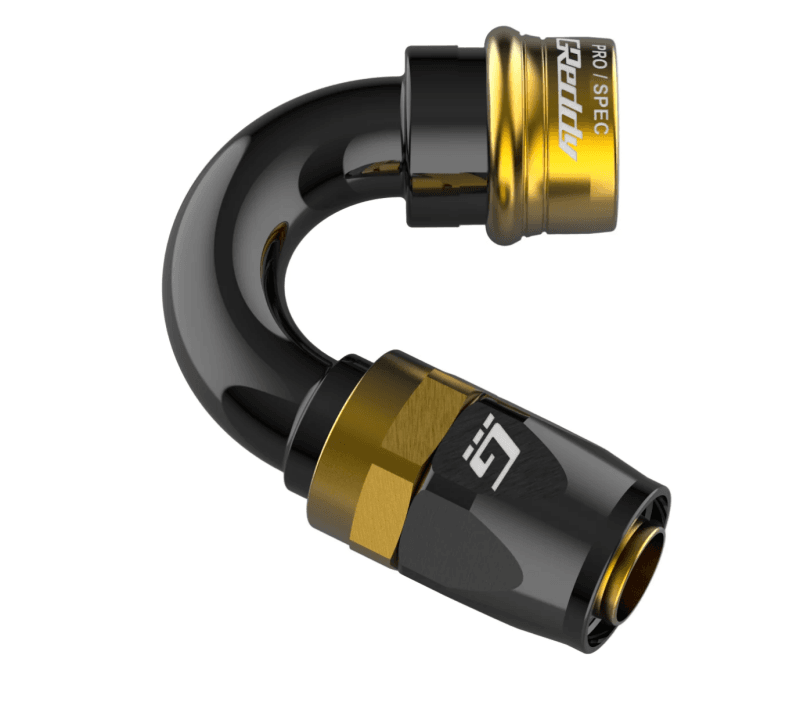 GReddy — GReddy PRO/SPEC AN06 120 Degree Quick-Release Swivel Hose End(s) - Black / Gold