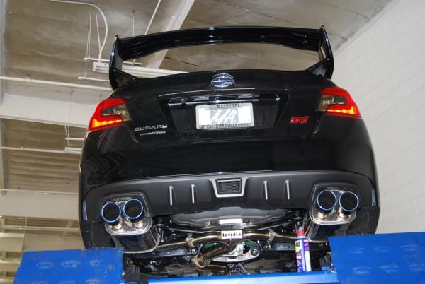 Invidia — Invidia 15+ Subaru WRX/STI 4Dr Q300 Twin Outlet Rolled Titanium Burnt Quad Tip Cat-Back Exhaust